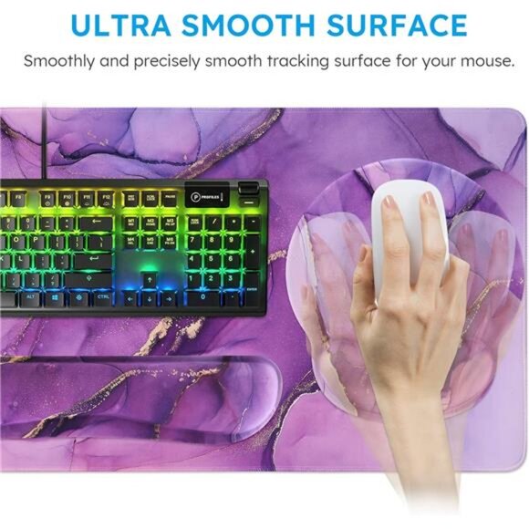 Purple Ergonomic Gaming Mouse Pad with Wrist Support, 4in1 XXL Large - Picture 4 of 7